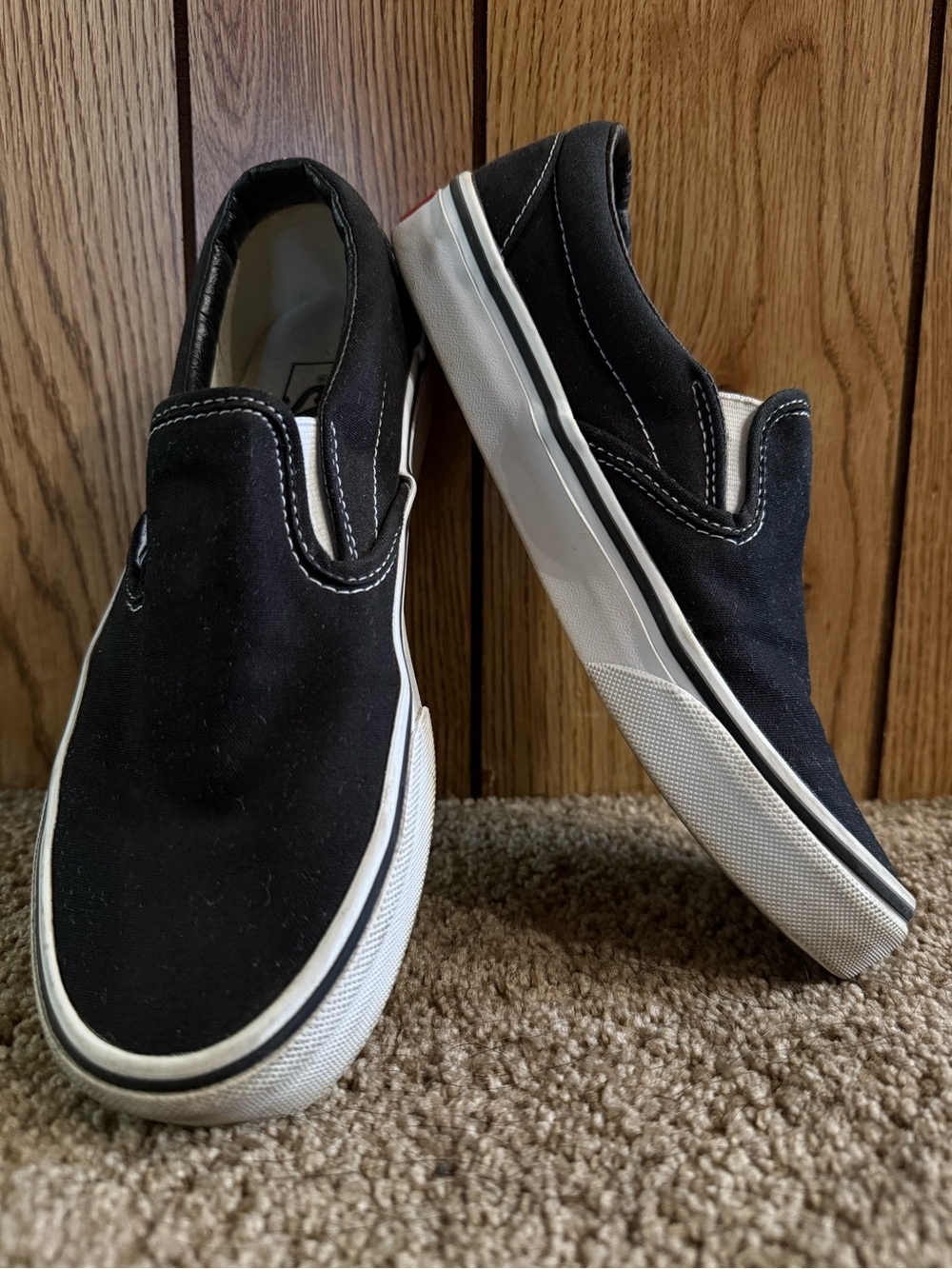 Vans Black Slip-On Sneakers with White Sole